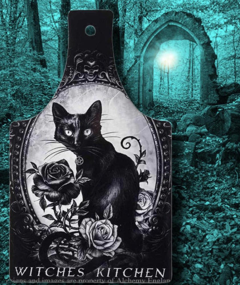 Alchemy Gothic Cat's Kitchen Cutting Board Ceramic Serving Trivet