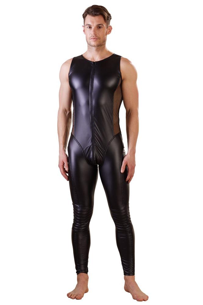 Latex Catsuit Front Zip Rubber Bodysuit Transparent Black Plus Size  Handmade Jumpsuit,Transparent Black,XL
