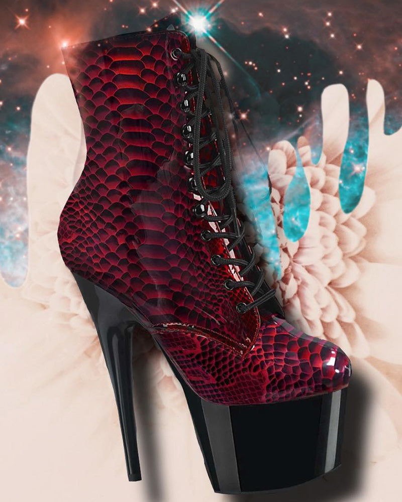 Red snake hot sale print booties