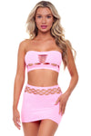 Pink Lipstick Bandeau Set Pink | Angel Clothing