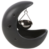 Black Crescent Moon Hanging Oil Burner | Angel Clothing