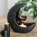 Black Crescent Moon Hanging Oil Burner | Angel Clothing