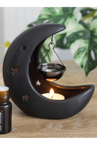 Black Crescent Moon Hanging Oil Burner | Angel Clothing