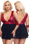 Cottelli Bondage Plus Size Red Black Babydoll
