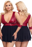 Cottelli Bondage Plus Size Red Black Babydoll