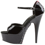 Pleaser DELIGHT 660FH Shoes Black/Red | Angel Clothing