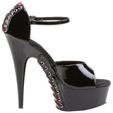 Pleaser DELIGHT 660FH Shoes Black/Red | Angel Clothing