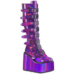 DemoniaCult SWING 815 Purple Holographic Boots | Angel Clothing