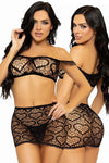 Leg Avenue Black 3 Pc Top, Mini Skirt and String | Angel Clothing