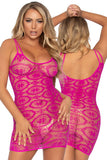 Leg Avenue Daisy Crochet Mini Dress Fuchsia | Angel Clothing
