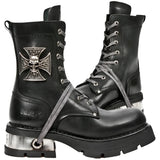 New Rock Biker Boots Skull Cross Badge M.1623 | Angel Clothing