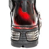 New Rock Dark Red Bat and Flames Boots, M.195-S1 | Angel Clothing