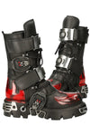 New Rock Dark Red Bat and Flames Boots, M.195-S1 | Angel Clothing