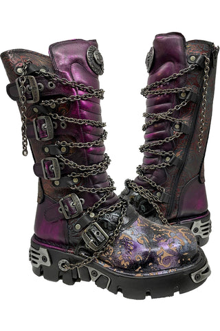 New Rock Purple M-1013-CZ69 Boots Plain Buckle UK7/EU40 | Angel Clothing