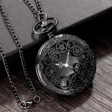 Steampunk Gunmetal Pocket Watch with Gears on Necklace Chain | Angel Clothing