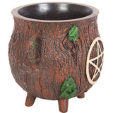 Pentagram Bark Effect Cauldron Plant Pot | Angel Clothing