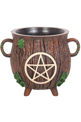 Pentagram Bark Effect Cauldron Plant Pot | Angel Clothing