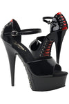 Pleaser DELIGHT 660FH Shoes Black/Red | Angel Clothing