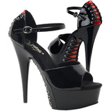 Pleaser DELIGHT 660FH Shoes Black/Red | Angel Clothing