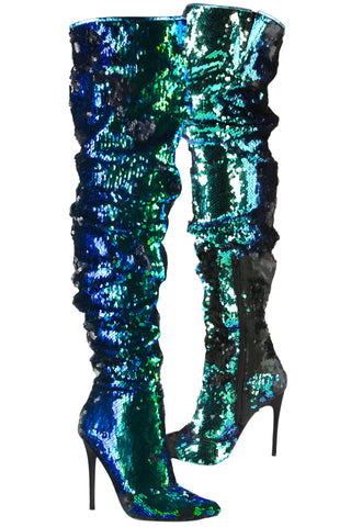 Pleaser COURTLY 3011 Boots Green | Angel Clothing