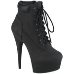 Pleaser DELIGHT 600TL 02 Boots Black Nubuck | Angel Clothing