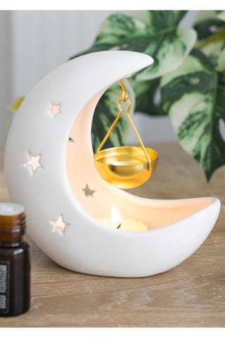 White Crescent Moon Hanging Oil Burner | Angel Clothing