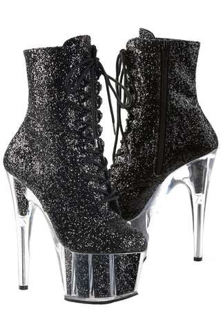 Pleaser ADORE 1020G Boots Black Glitter | Angel Clothing