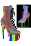 Pleaser ADORE 1020RC Reflective Rainbow Boots | Angel Clothing