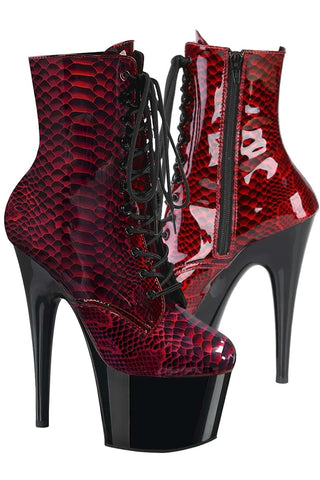 Pleaser ADORE 1020SP Red Snake Print Boots | Angel Clothing