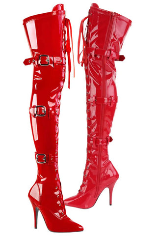 Pleaser SEDUCE-3028 Boots Red | Angel Clothing