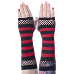 Striped Mesh Gloves Black/Red | Angel Clothing