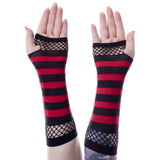 Striped Mesh Gloves Black/Red | Angel Clothing