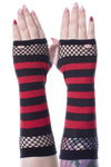 Striped Mesh Gloves Black/Red | Angel Clothing