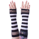 Striped Mesh Gloves Black/White | Angel Clothing