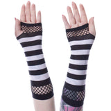 Striped Mesh Gloves Black/White | Angel Clothing