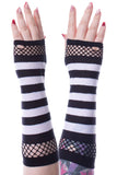 Striped Mesh Gloves Black/White | Angel Clothing