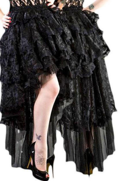 Black lace waterfall skirt store