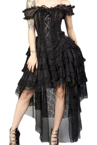 Victorian Steampunk Gothic Black and White Corset Dress Punk