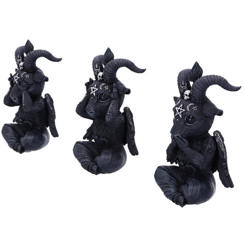 Nemesis Now Cult Cuties Three Wise Baphoboo 13.4cm, Resin, Black, Three  Wise Baphoboo Figures, Baby Baphomet Figurines, Baphomet Collectibles, Cast  in